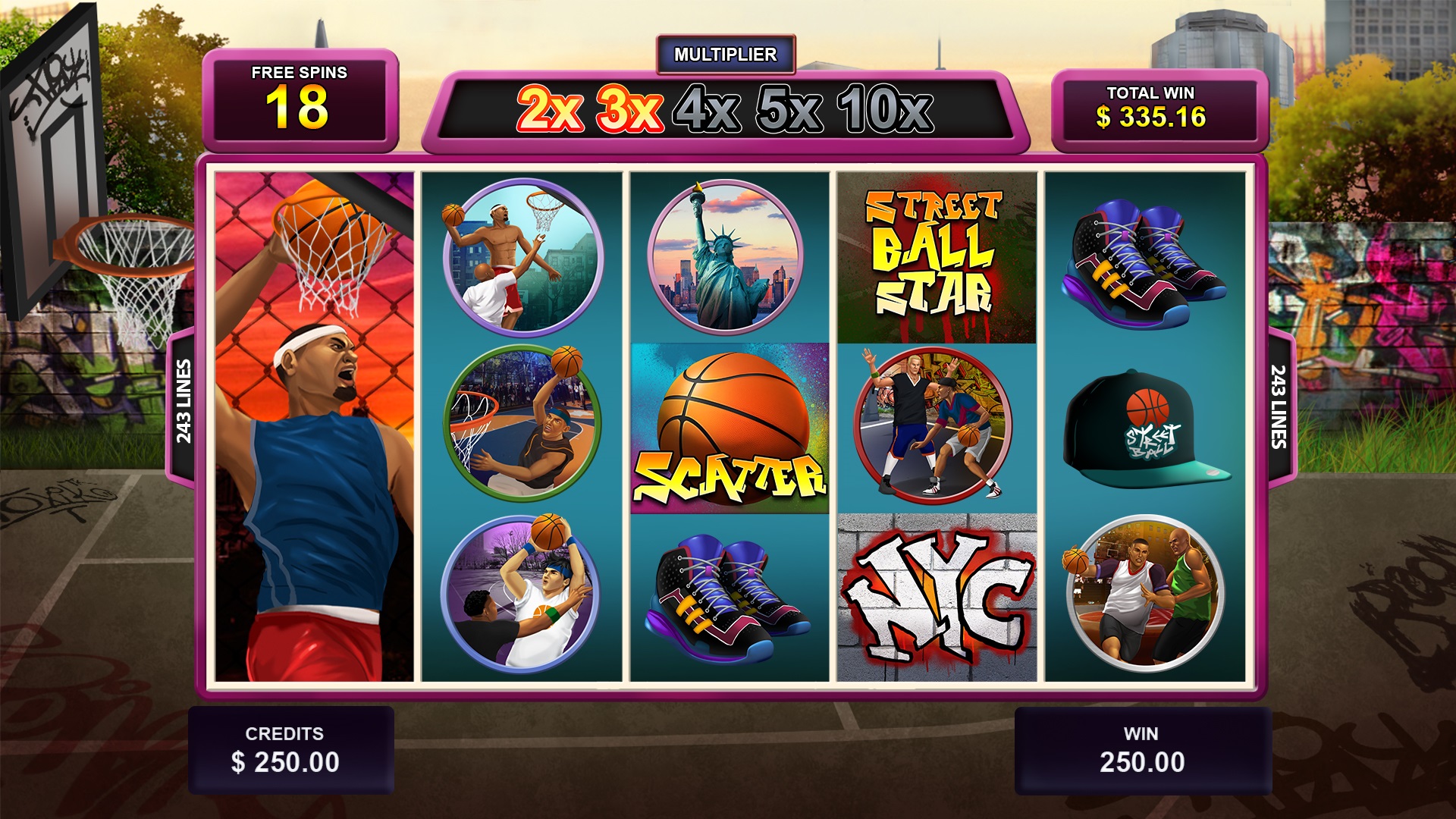 Free game? Sure! Who doesn’t want to take that? Take a look at what features and spins are on offer in Streetball Star today at Bodog Casino.